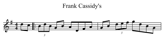Frank Cassidy's - staff notation