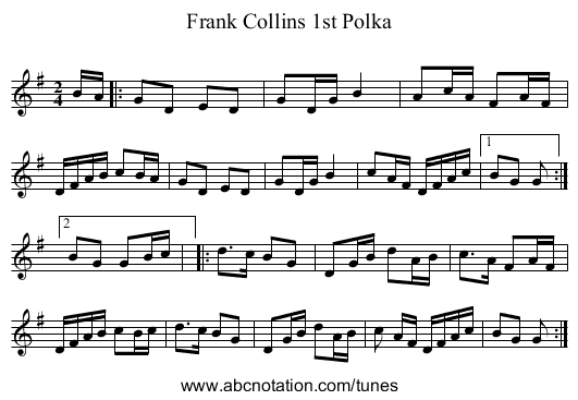 Frank Collins 1st Polka - staff notation