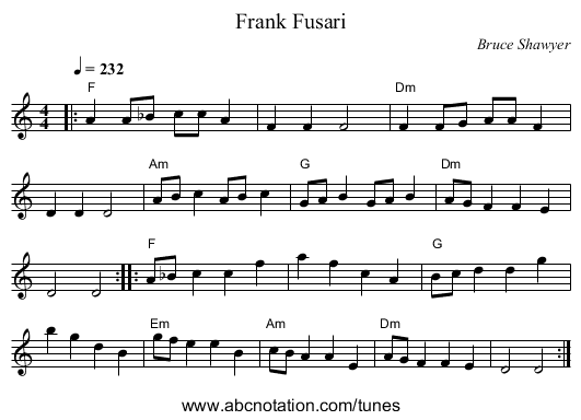 Frank Fusari - staff notation