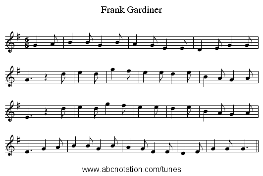 Frank Gardiner - staff notation