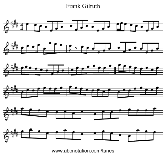 Frank Gilruth - staff notation