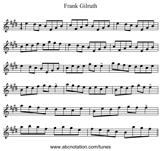 Frank Gilruth - staff notation