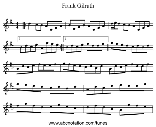Frank Gilruth - staff notation
