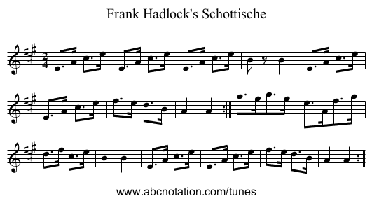 Frank Hadlock's Schottische - staff notation