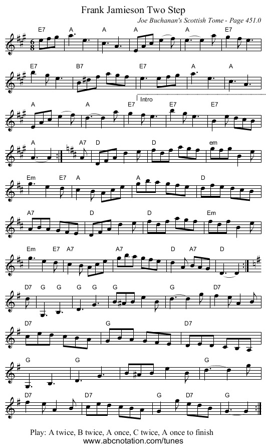 Frank Jamieson Two Step - staff notation