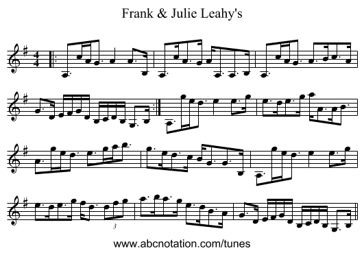 Frank & Julie Leahy's - staff notation