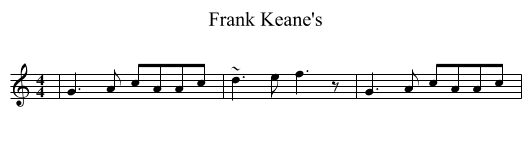 Frank Keane's - staff notation