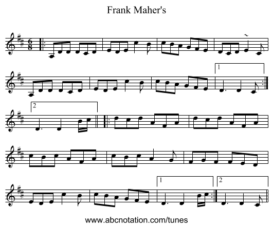 Frank Maher's - staff notation