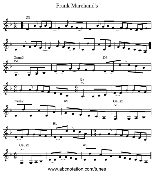 Frank Marchand's - staff notation