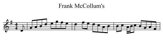 Frank McCollum's - staff notation
