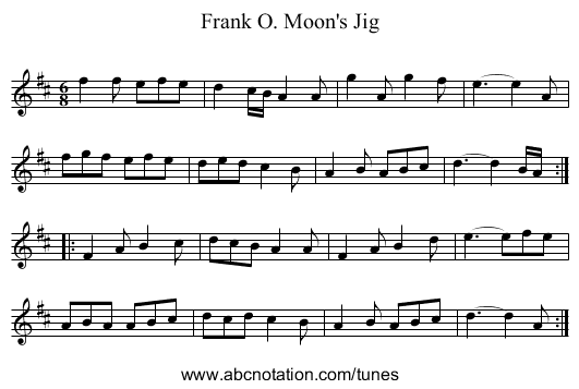 Frank O. Moon's Jig - staff notation