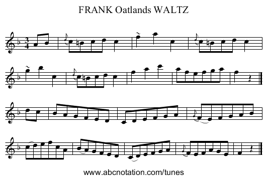 FRANK Oatlands WALTZ - staff notation