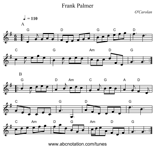 Frank Palmer - staff notation