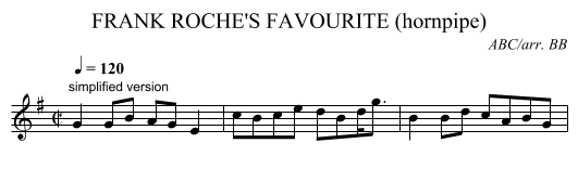 FRANK ROCHE'S FAVOURITE (hornpipe) - staff notation