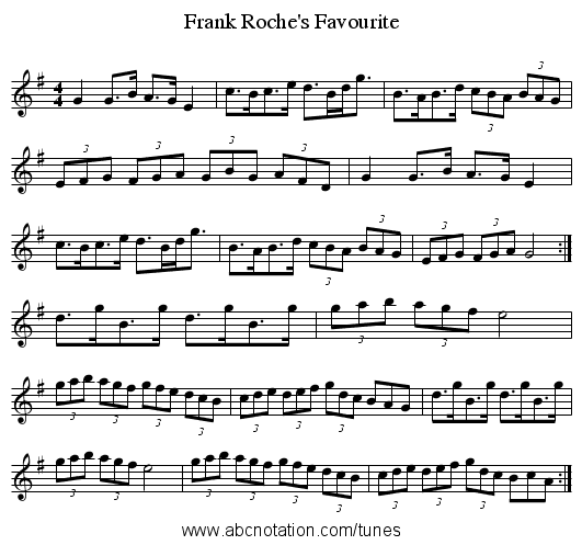Frank Roche's Favourite - staff notation