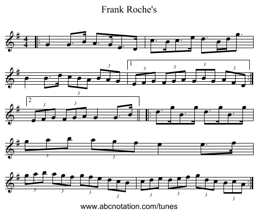Frank Roche's - staff notation