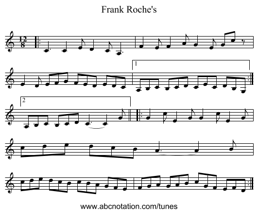Frank Roche's - staff notation