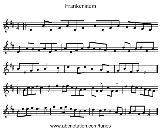 Frankenstein - staff notation
