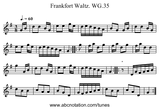 Frankfort Waltz. WG.35 - staff notation