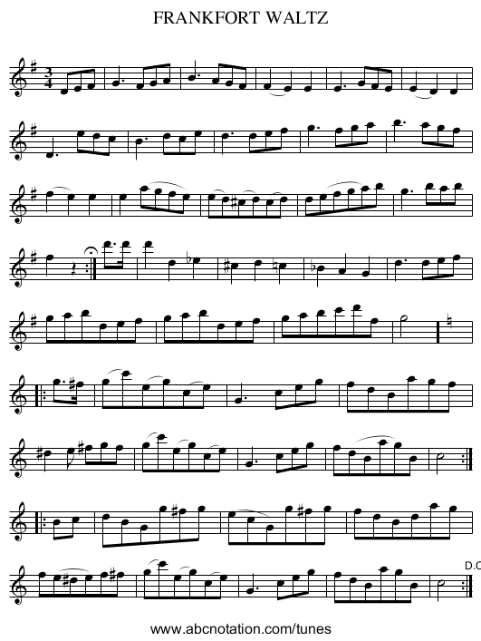 FRANKFORT WALTZ - staff notation