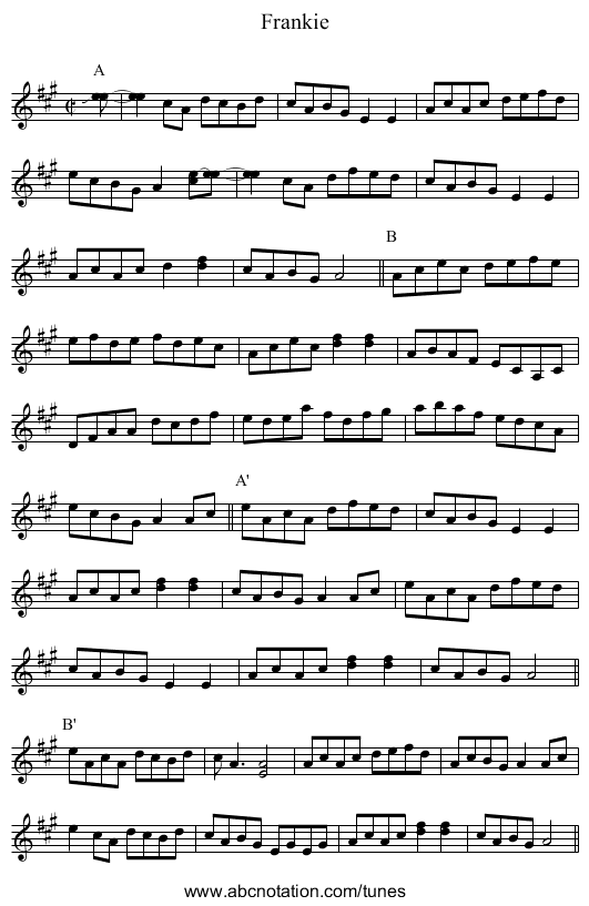 Frankie - staff notation