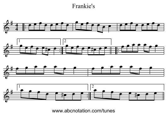 Frankie's - staff notation