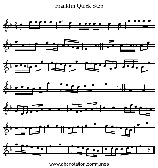 Franklin Quick Step - staff notation