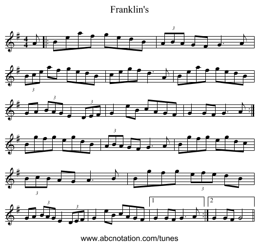 Franklin's - staff notation