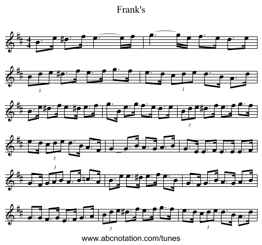 Frank's - staff notation
