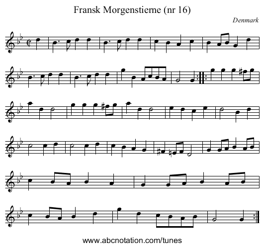 Fransk Morgenstierne (nr 16) - staff notation