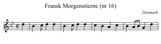 Fransk Morgenstierne (nr 16) - staff notation