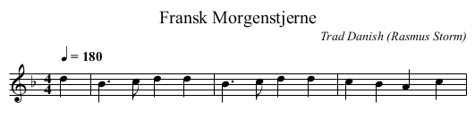 Fransk Morgenstjerne - staff notation