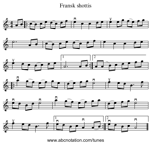Fransk shottis - staff notation