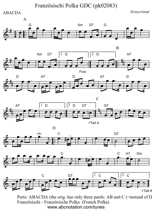 Französischi Polka GDC (pk02083) - staff notation