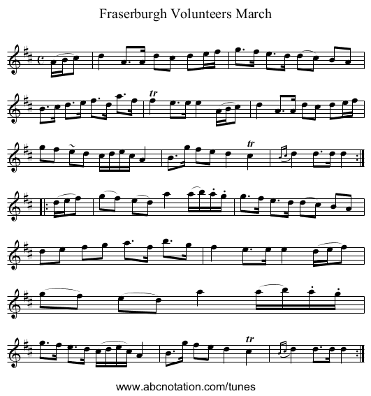 Fraserburgh Volunteers March - staff notation
