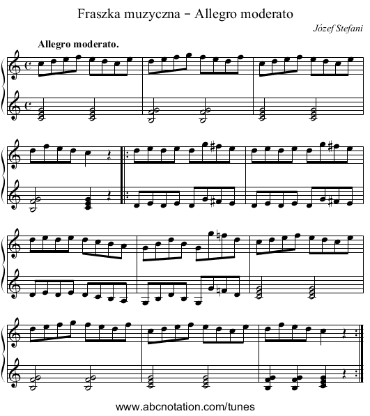 Fraszka muzyczna – Allegro moderato - staff notation