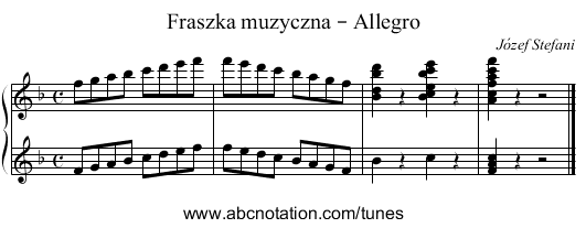 Fraszka muzyczna – Allegro - staff notation