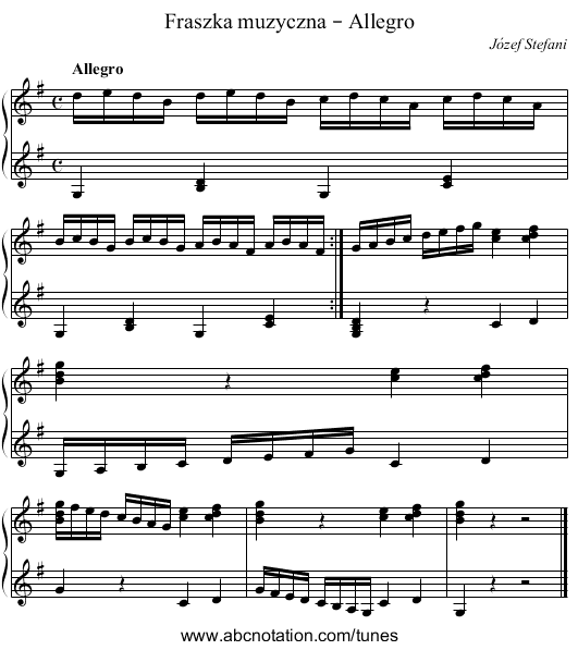 Fraszka muzyczna – Allegro - staff notation
