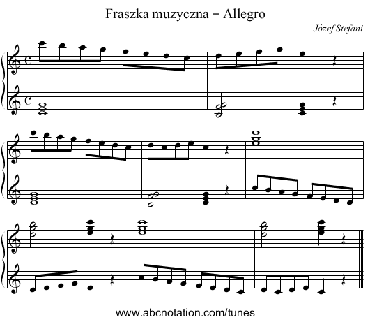 Fraszka muzyczna – Allegro - staff notation