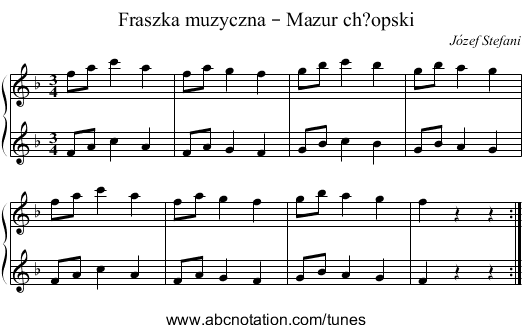 Fraszka muzyczna – Mazur ch?opski - staff notation