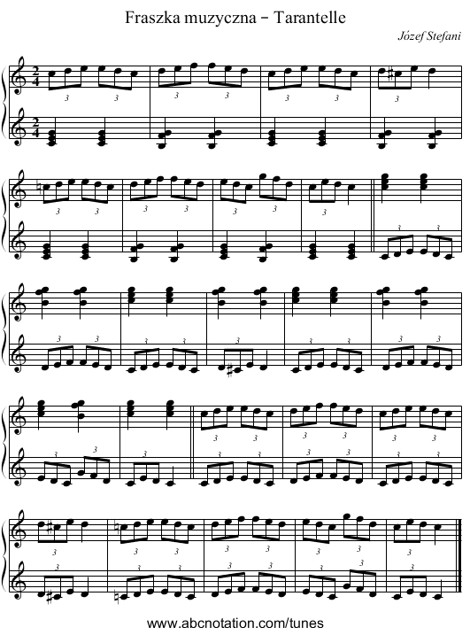 Fraszka muzyczna – Tarantelle - staff notation
