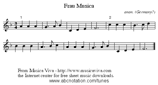 Frau Musica - staff notation