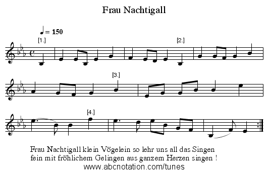 Frau Nachtigall - staff notation