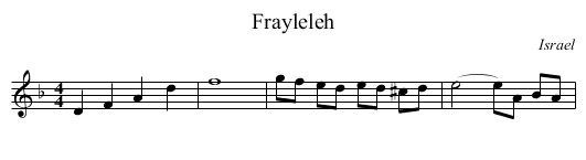 Frayleleh - staff notation