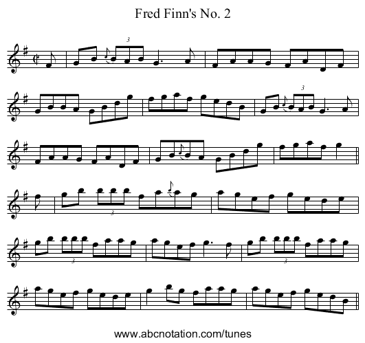 Fred Finn's No. 2 - staff notation