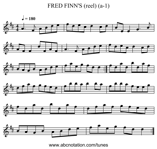 FRED FINN'S (reel) (a-1) - staff notation