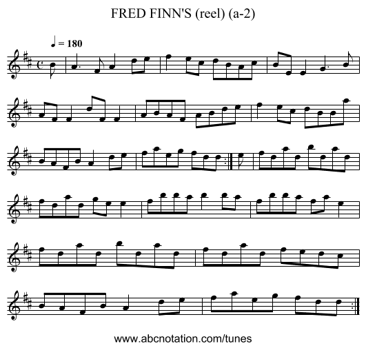 FRED FINN'S (reel) (a-2) - staff notation