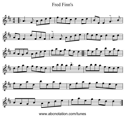 Fred Finn's - staff notation