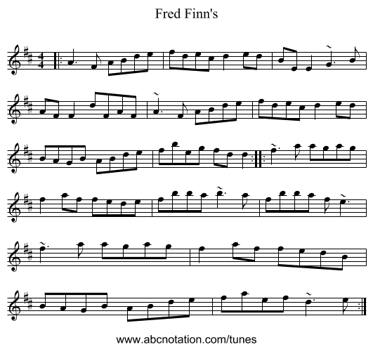 Fred Finn's - staff notation