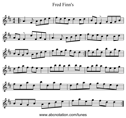 Fred Finn's - staff notation